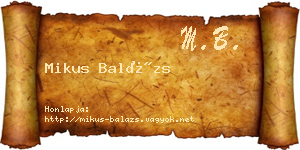 Mikus Balázs névjegykártya